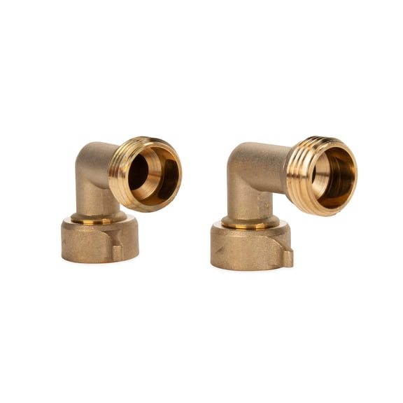 Camco 90-Degree Hose Elbow For RVs, Solid Brass, Certified Lead-Free, 2 pack (22507)