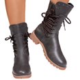 thumbnail image 2 of KEVCHE Womens Heel Mid-Calf Boots for Fall Fashion, Side Lace-Up Block Low Heel Combat Riding Booties with Zipper Side, Stylish High Boots for Autumn Daily Wear, 2 of 5