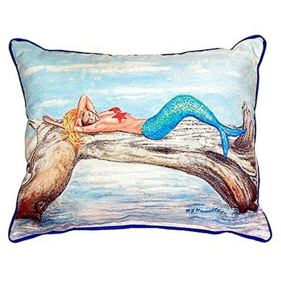 Mermaid on Log Small Indoor/Outdoor Pillow 11x14