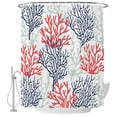 thumbnail image 2 of Red Navy Blue Coral Coastal Waterproof Fabric Shower Curtain,Summer Beach Seaside Nautical Waterproof Fabric Shower Curtain for Bathroom Curtains Bathtubs Shower Curtains with 12 Hooks Standard 72x72, 2 of 8