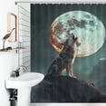 thumbnail image 4 of Wolves in The Moonlight Shower Curtain Cloth Fabric Bathroom Decor with Hooks, 4 of 8