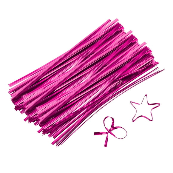 6" Twist Ties, Metallic Twist Ties, Reusable Plastic Coated Twist Ties, Pack of 800, Rose Red