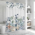 thumbnail image 5 of Spring Eucalyptus Coastal Shower Curtain Set - Standard 72" x 72" Washable Bathtub Curtain with 12 Hooks, Summer Blue Starfish Shell Waterproof Fabric Stall Shower Curtains for Bathroom Décor, 5 of 6