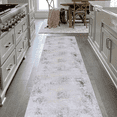 thumbnail image 1 of 2'6''x10' Runner, Washable Rug, Low-Pile, Non-Slip, Non-Shedding, Foldable, Kid & Pet Friendly - Area Rugs for living room, bedroom, kitchen, dining room rug (Gray/Gold, 2'6''x10'), 1 of 5