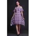 thumbnail image 4 of Bimba Purple Tie-Dye Printed Womens Cold Shoulder Tunic Party Round Neck Shift Dress - X-Small, 4 of 6