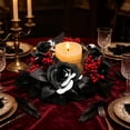 thumbnail image 6 of Clearance Halloween Candle Rings Wreaths Center Gothic Black Artificial Rose Candle Holder Ring with Berry Accents, Dark Autumn Wreath for Fireplace Mantel Entryway Wall Window Home Tabletop Ornament, 6 of 7
