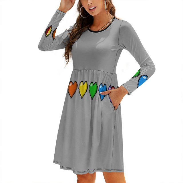 Pixel Cœurs Robe à Encolure Carrée Robe d'Été Douce Femmes Élégante Robe à Imprimé Licou Fierté Lgbt Pixel Cœurs 8