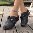 thumbnail image 3 of Rokment Flower Orthopedic Clogs Arch Support Wedge Mules for Women Boho Beach Comfortable Leather Closed Toe Air Cushion Walking Half Slippers Summer Casual Dress Slides Sandals Black Size 7, 3 of 7