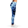 thumbnail image 4 of Blue Japanese Wave Pattern Print Leggings, Art Anime Sexy Yoga Leggings For Women., 4 of 5