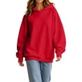 thumbnail image 5 of Women Oversized Hoodie Long Sleeve Drop Shoulder Pullover Solid Color Loose Fit Casual Hooded Sweatshirt, 5 of 9