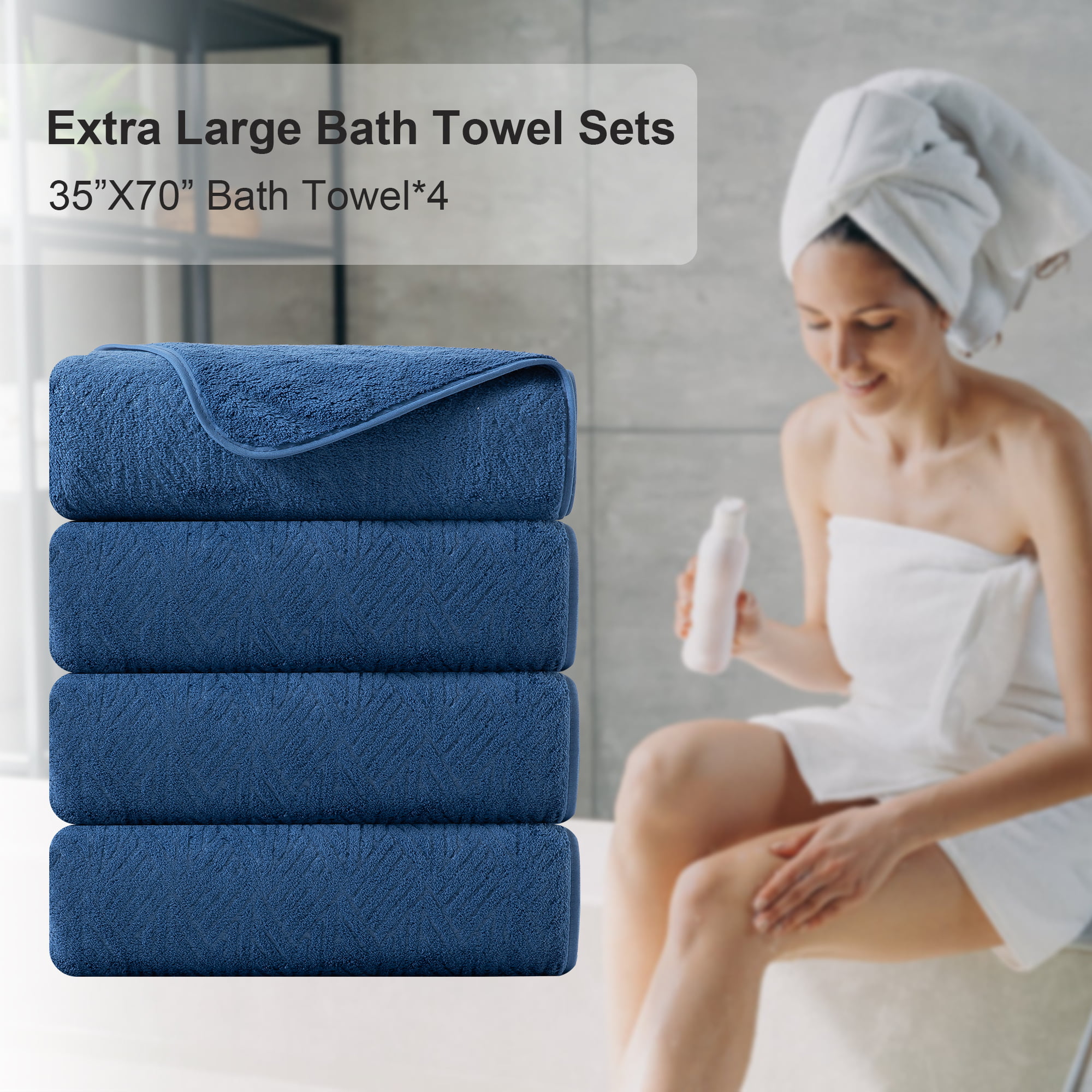 Green Essen 4 Piece Aqua Shower Towels Oversized Bath Towel Set 35 x 70  Inches Quick Dry Towels Set for Bathroom Highly Absorbent Pool Towels Super