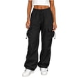 thumbnail image 2 of LEKWK Hiking Pants Women High Waisted Drawstring Baggy Cargo Pants Lightweight Work Pants with Multi-Pockets for Outdoor Travel Golf, 2 of 6