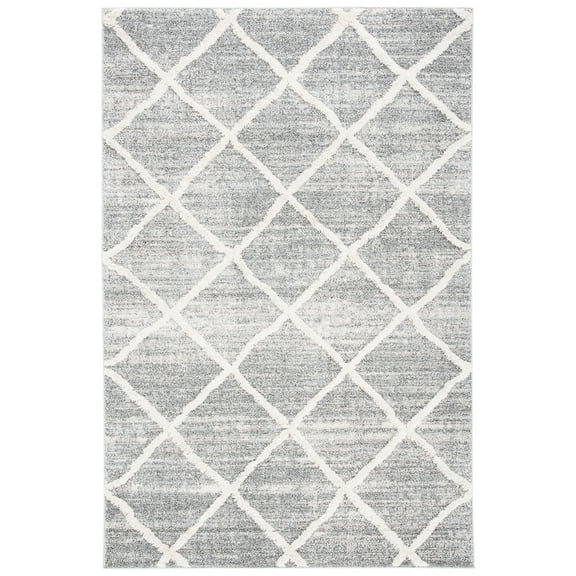 SAFAVIEH Martha Stewart Lucia Shag Area Rug, White/Light Grey, 5'1" x 7'6"