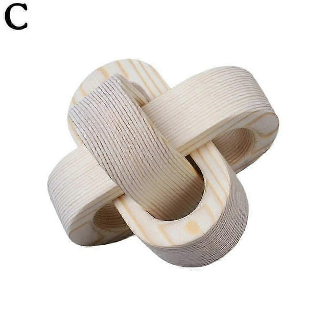Wood Knot Decor Small 3-Link Wood Chain Link Coffee Table Hand Carved Modern