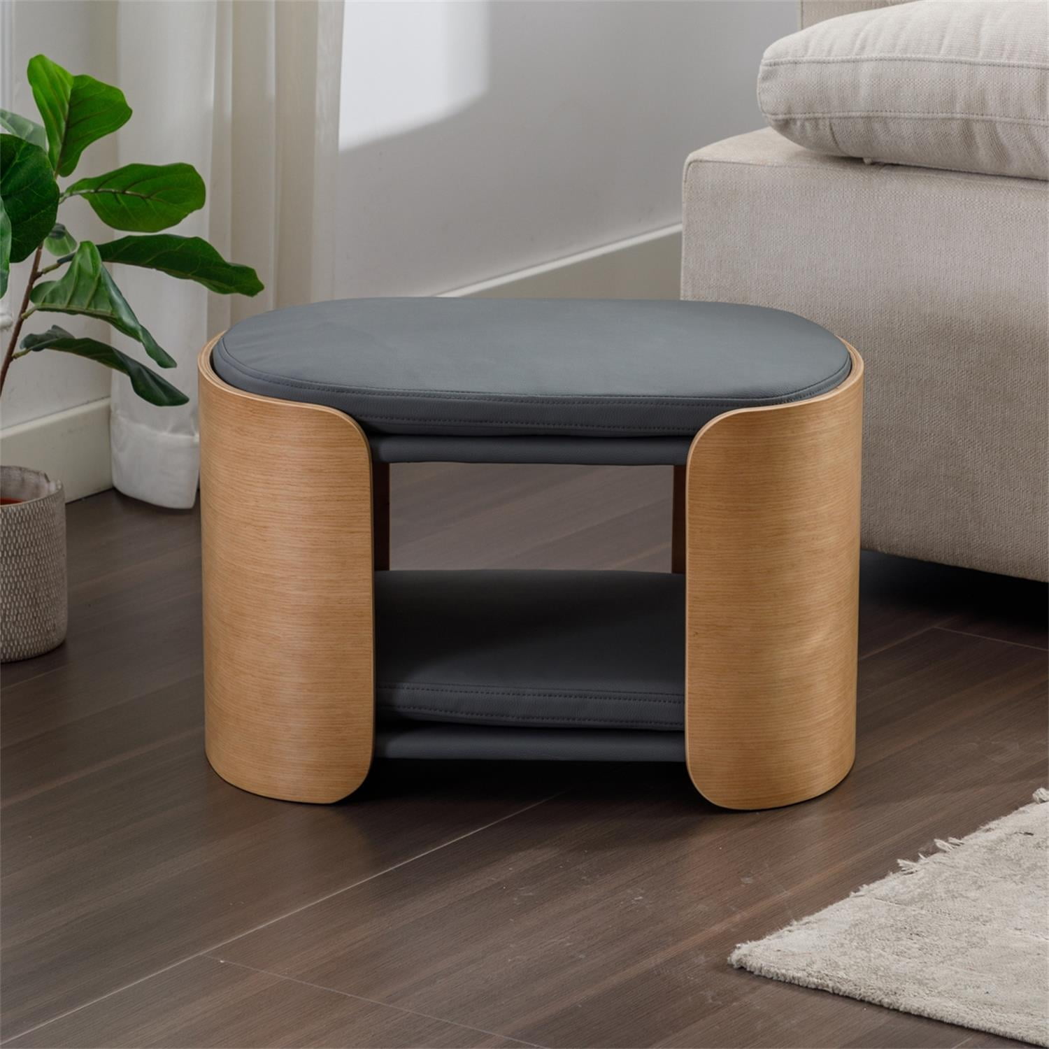 Pefilos 24" Double Cat Bed Pet Sofa with Solid Wood Legs and Bent Wood Back, Cat Scratch Resistant PU Cushion, Dog Bed Sofa for Indoor, Dark Gray Pefilos 24" Double Cat Bed Pet Sofa with Solid Wood Legs and Bent Wood Back, Cat Scratch Resistant PU Cushion, Dog Bed Sofa for Indoor, Dark Gray