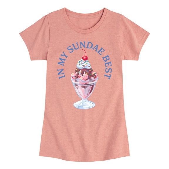 Instant Message - In My Sundae Best - Toddler And Youth Girls Fitted Short Sleeve Graphic T-Shirt