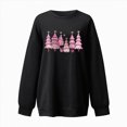 thumbnail image 5 of Towmus Plus Size Christmas Sweatshirt for Women Cute Long Sleeve Pink Christmas Tree Printed Fall Winter Pullover Tops, 5 of 6