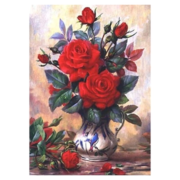 Kit de punto de cruz suave DIY, artesanía impresa en lienzo, flores, costura