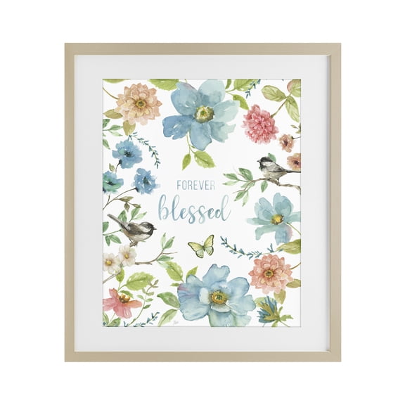 Stupell Industries Traditional Forever Blessed Pink & Blue Birch Framed Print Under Glass, 17 x 21, by Nan