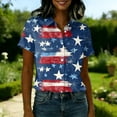 thumbnail image 4 of 250 Anniversary Usa Shirt Women Short Sleeve Button Down Casual 4Th of July Top Usa Flag Graphic T-Shirts, 4 of 5