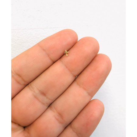 Diamond Cut Dainty Cross Nose Piercing 14k Yellow or White, Nose Ring Gold Piercing / Cross Nose Ring for Womens / Aretes de la Nariz de Cruz en Oro Solido Real