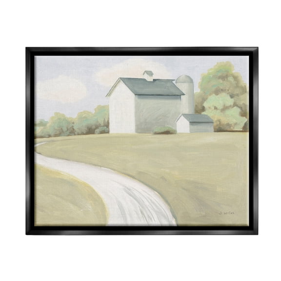 Stupell Industries Country Path to Barn Nature Painting Black Floater Framed Art Print Wall Art, 31 x 25