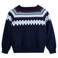 thumbnail image 6 of Sweaters Girls Girls Fair Isle Knit Sweaters Casual Knit Pullover Round Neck Printed Top Baby Sweater Dark Blue 4 Years, 6 of 7