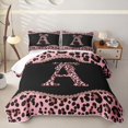 thumbnail image 2 of meiyoeat Pink Leopard Print Quilt Full For Girls,Chic Cheetah Bow Monogram A Full Bedspread Sets For Kids,3-Piece, 2 of 7
