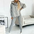 thumbnail image 2 of TNOBHG Women Hooded Casual Suit 3-piece Women's Hoodie Vest Pants Set Solid Color Soft Warm Casual Outfit Long-sleeve Pocket Pullove Top, 2 of 8