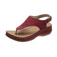 thumbnail image 1 of Sandalias con cuña para mujer Estilo romano Zapatos con hebilla de una palabraVino rojo38, 1 of 5
