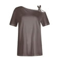 thumbnail image 5 of VERUGU Women's Casual Short Sleeve Tunics Camisole Tops One Shoulder T-Shirt Summer Trendy Solid Loose Comfy Flowy Blouse Tank Top for Leggings Coffee XXL, 5 of 5