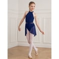 thumbnail image 4 of MSemis Kids Girls Lace Lyrical Dance Costume Ballet Leotard Dance Dress Navy Blue 14, 4 of 7