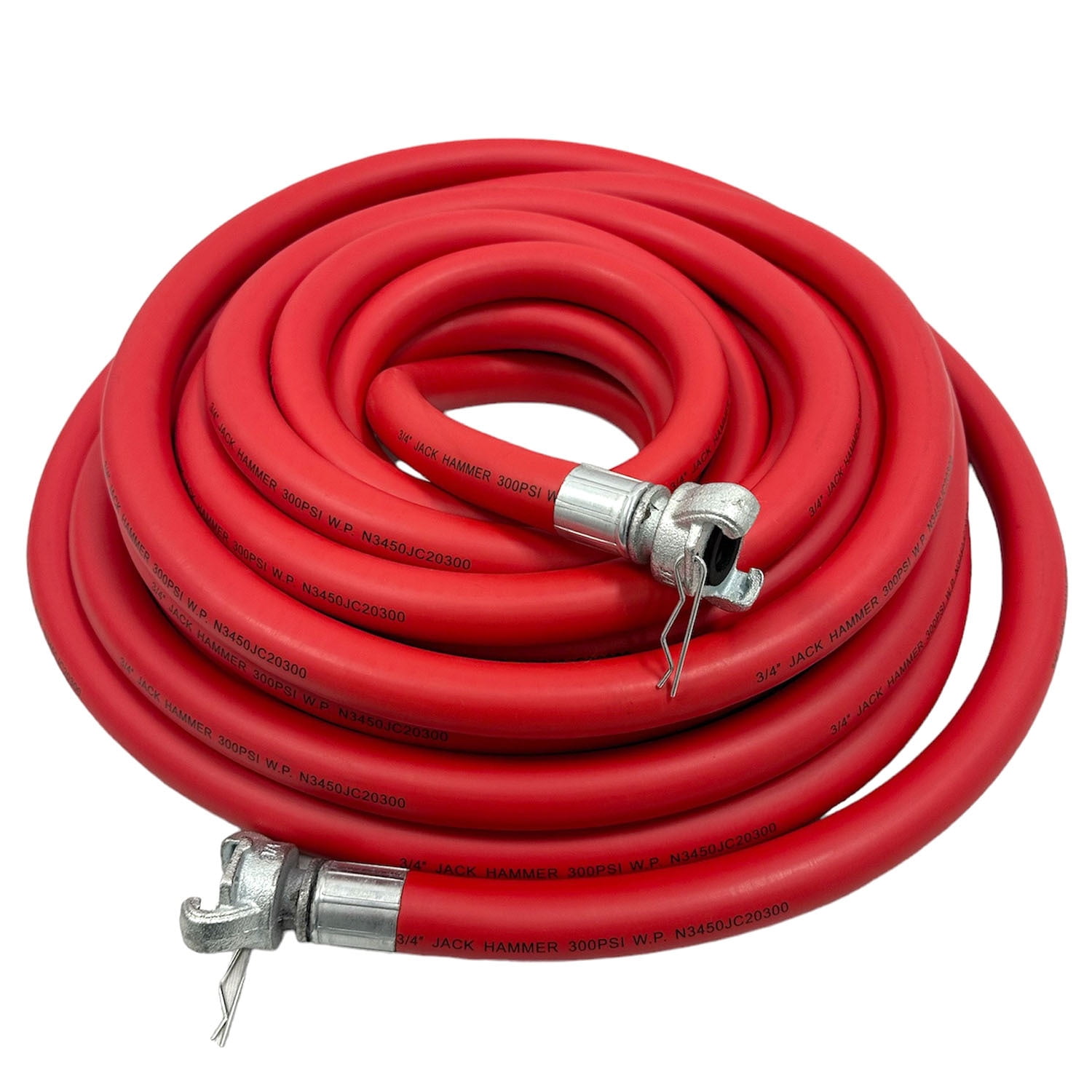 3/4" NBR Rubber Jack Hammer Air Hose, Crimped Crowfoot Chicago Coupling Fitting JackHammer Hose 50 ft