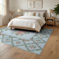 thumbnail image 3 of ODIKA 6'x9' Washable Area Rug Bouquet Centerpiece Farmhouse Sage Pink Nursey Border Vintage Playful Expressive for Dining Room, Under Table, Office Décor, Non-Slip Chair-Friendly, 3 of 7