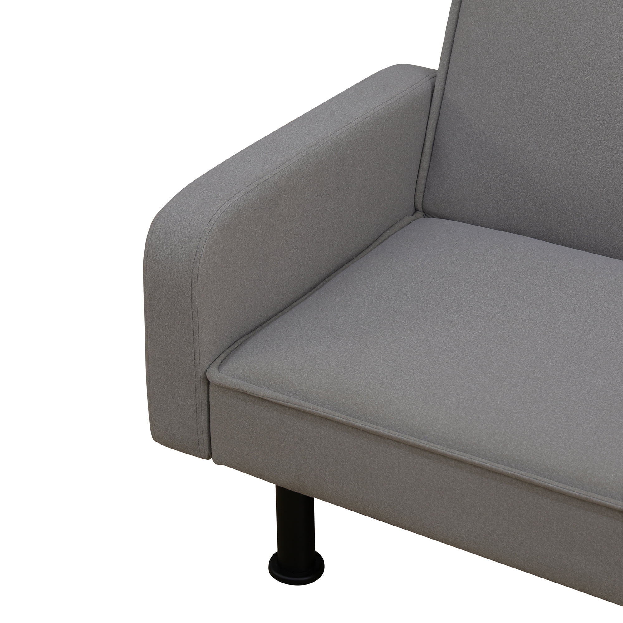 Aukfa 78" Square Arm Futon Sofa Bed Upholstered 3 Seat Couch for Home Office, Flannel, Gray