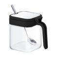 thumbnail image 1 of Billuyoard Caja de condimentos con tapa de cuchara, caja de almacenamiento de cocina combinada para el hogar, vidrio no tóxico, inodoro Cocina y Comedor negro, 1 of 6