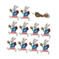 thumbnail image 3 of 10 piezas de conejito de Pascua de madera colgante lindo conejo colgante adorno centro de mesa de escritorio Azul, 3 of 9