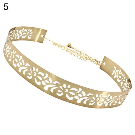 

SunHLX Adjustable Long All-matched Waist Chain Metal Plate Chain Wide Women Belt Clothes Ornament