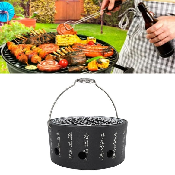Hibachi Grill, Aluminum Stainless Steel Handle Design Portable Barbecue Stove Fast and Even Heating Food Charcoal Stove with Grill Pan for Barbecue, Charcoal Grilling, Tea Making