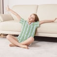 thumbnail image 3 of FORMRS Kids Short Sleeve Top and Pants Pajama Set Unisex Satin 2-Piece Sleepwear, Sizes 13-14Y, Green Stripe Pattern, 3 of 8