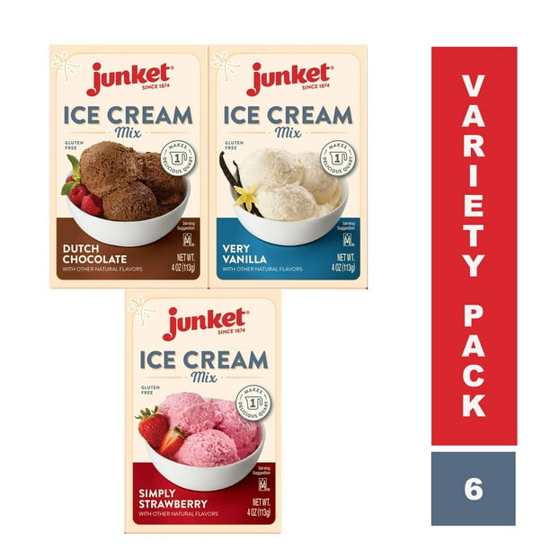 Junket Ice Cream Powder Mix Bundle includes Vanilla, Chocolate, and