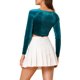 thumbnail image 3 of INSPIRAR CHIC Blusas Cortas de Terciopelo de Manga Larga Off Shoulder Sólidas XL Azul Pavo Real, 3 of 7
