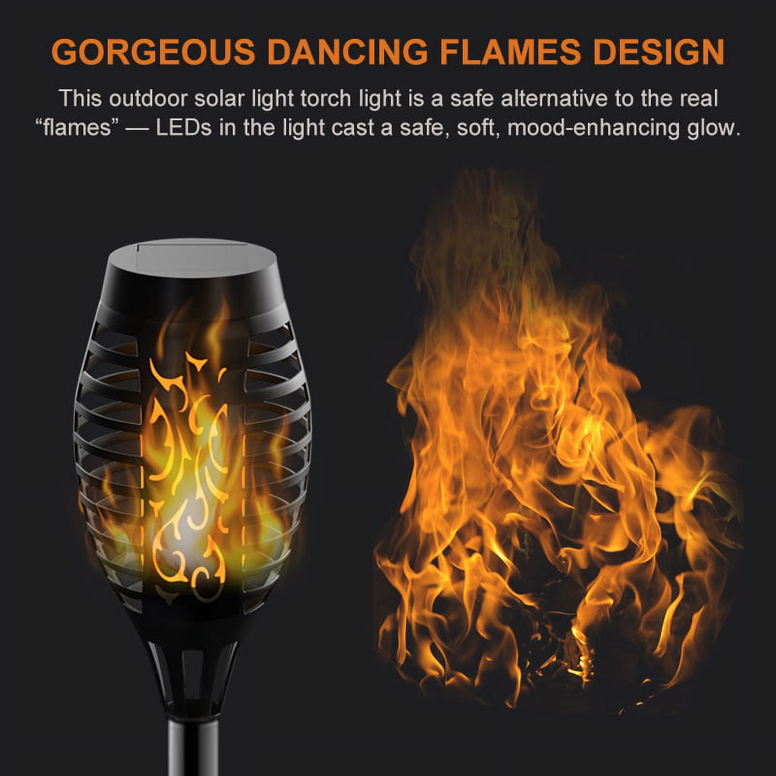 LITOM 1/4/8 Pcs IP65 Waterproof Solar Path Torches Lights. Dancing Flame Garden Lights Outdoor Landscape Decoration for Patio Garden Path Yard Wedding Party