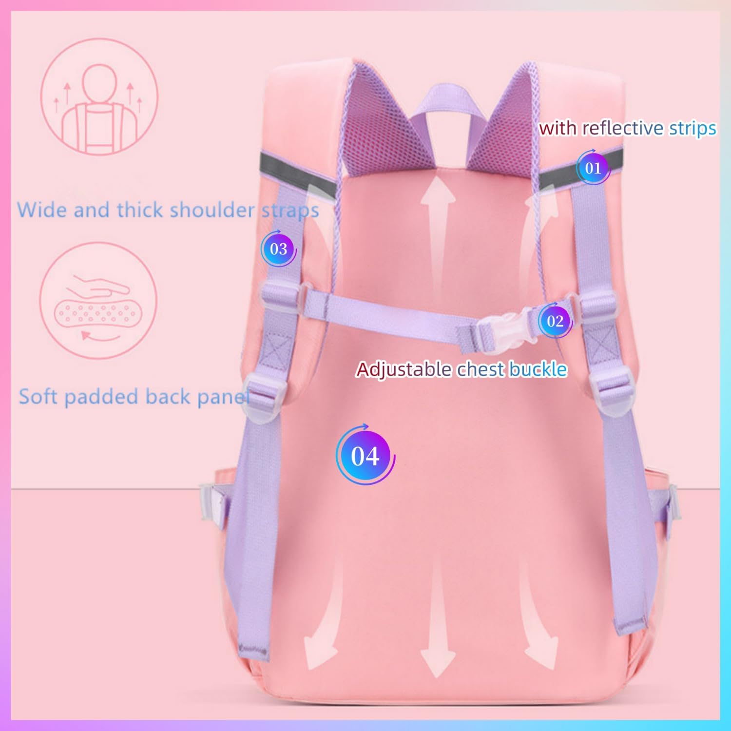 Mochilas escolares para niñas, de gran capacidad y modernas, ligeras e impermeables, rosa 6