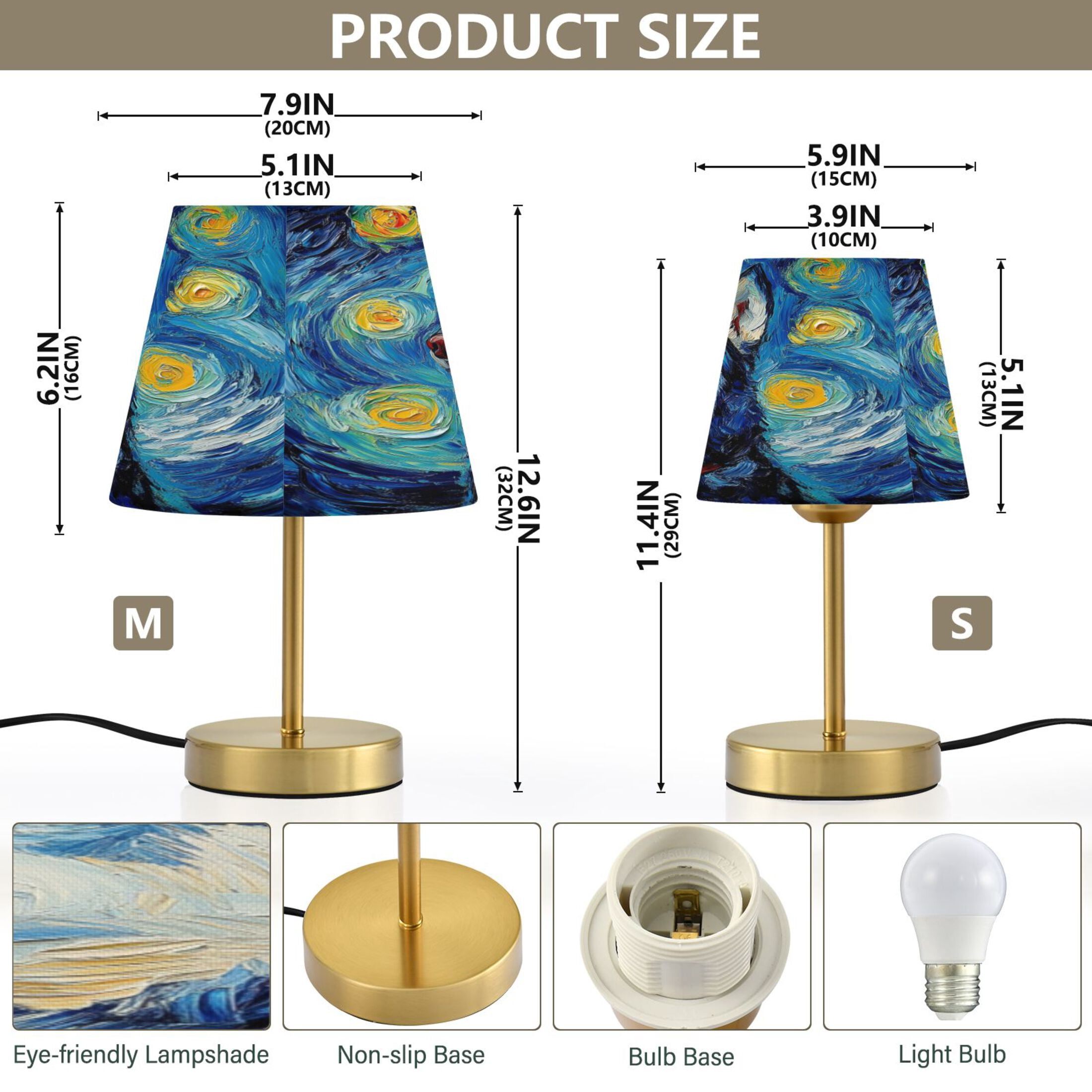 Wobogo Oil Painting Styles Husky Table Lamps Three-channel Adjustable Lighted Antique Brass Metal Base Simple Modern Style for Bedroom Nightstands Living Room and Office