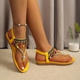 thumbnail image 6 of Xucatan Boho Beaded Sandals for Women, Elastic Ankle Strap Flat Shoes, Festival Summer Beach Walking Footwear Gift, 6 of 8