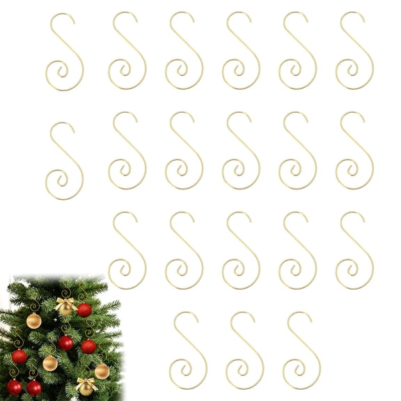 ZMGEJPW Ornament Hanging Hook 20Pcs Metal S Shaped for Christmas Tree Wreath Holiday Decor Golden Finish