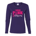 thumbnail image 2 of I Wear Pink for My Mom Survivor Awareness Womens Graphic Long Sleeve T-Shirt, Purple, Small, 2 of 3