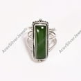 thumbnail image 3 of Green Nephrite Jade Stone 925 Sterling Silver Statement Ring Gift Jewelry for Her and Him, 3 of 5