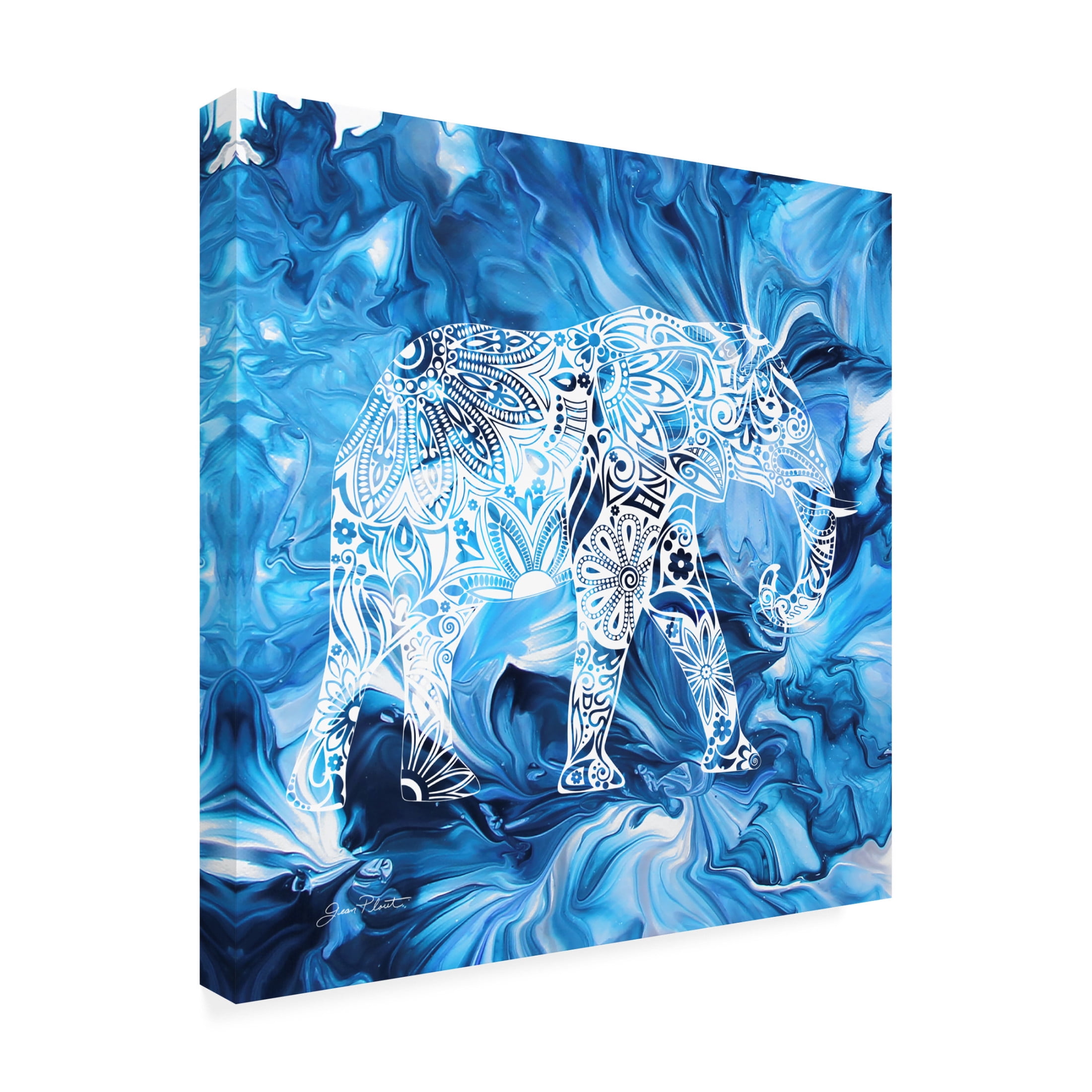 Canvas Wall Art - Jean Plout 'Abstract Elephant' Wall Art for Living Room, Bedroom, or Office Décor by Trademark Fine Art - 18 x 18 Inches